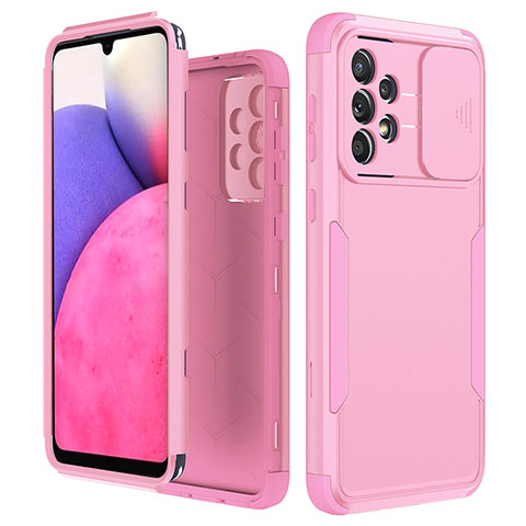 Funda Bumper Silicona y Plastico Carcasa Frontal y Trasera 360 Grados MQ1 para Samsung Galaxy A33 5G Oro Rosa