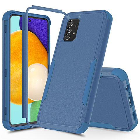 Funda Bumper Silicona y Plastico Carcasa Frontal y Trasera 360 Grados MQ1 para Samsung Galaxy A52 4G Azul