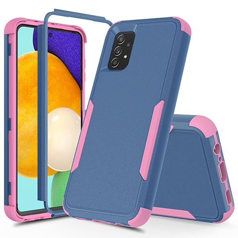 Funda Bumper Silicona y Plastico Carcasa Frontal y Trasera 360 Grados MQ1 para Samsung Galaxy A52 4G Azul Real