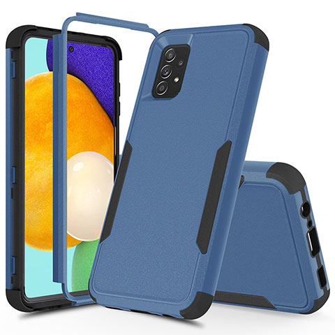 Funda Bumper Silicona y Plastico Carcasa Frontal y Trasera 360 Grados MQ1 para Samsung Galaxy A52 4G Azul y Negro