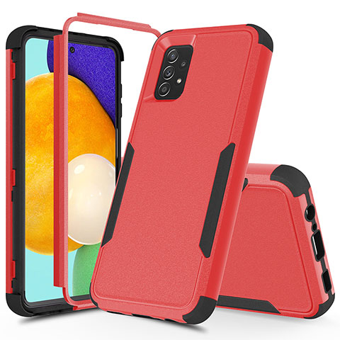 Funda Bumper Silicona y Plastico Carcasa Frontal y Trasera 360 Grados MQ1 para Samsung Galaxy A52 4G Rojo