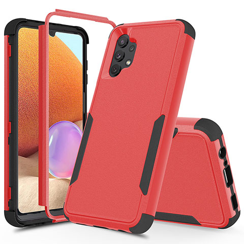 Funda Bumper Silicona y Plastico Carcasa Frontal y Trasera 360 Grados MQ1 para Samsung Galaxy M32 5G Rojo