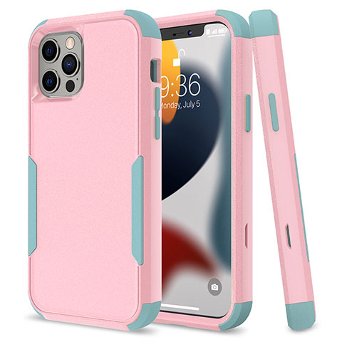 Funda Bumper Silicona y Plastico Carcasa Frontal y Trasera 360 Grados para Apple iPhone 13 Pro Rosa