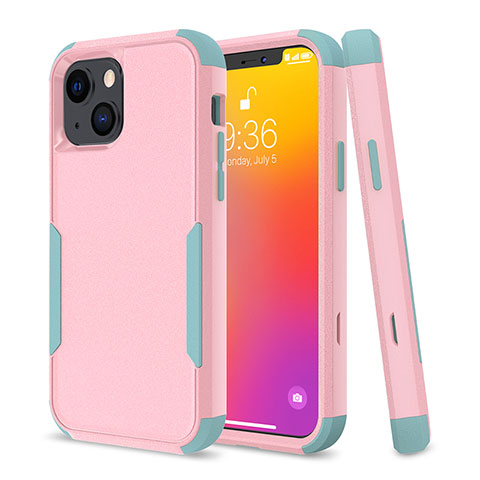 Funda Bumper Silicona y Plastico Carcasa Frontal y Trasera 360 Grados para Apple iPhone 14 Rosa