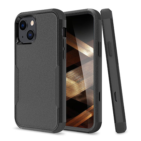 Funda Bumper Silicona y Plastico Carcasa Frontal y Trasera 360 Grados para Apple iPhone 15 Negro