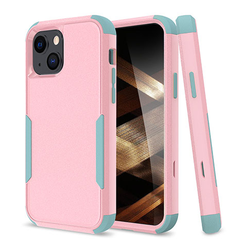 Funda Bumper Silicona y Plastico Carcasa Frontal y Trasera 360 Grados para Apple iPhone 15 Plus Rosa