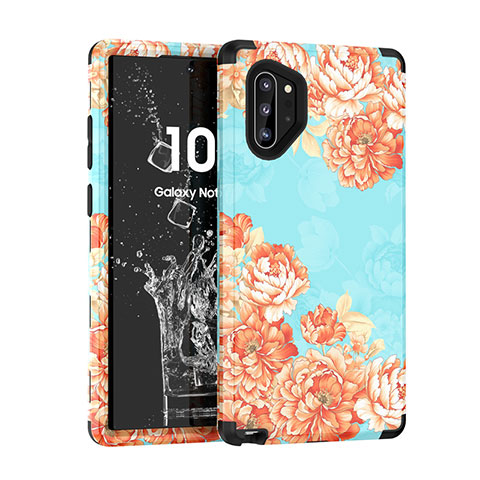 Funda Bumper Silicona y Plastico Carcasa Frontal y Trasera 360 Grados para Samsung Galaxy Note 10 Plus Cian