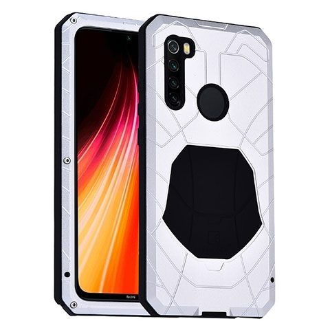 Funda Bumper Silicona y Plastico Carcasa Frontal y Trasera 360 Grados R01 para Xiaomi Redmi Note 8T Plata