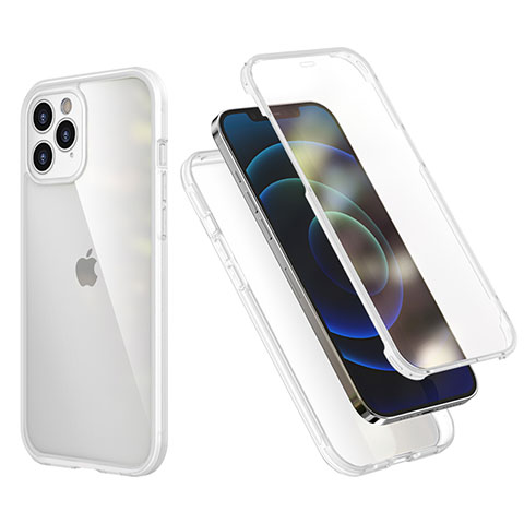 Funda Bumper Silicona y Plastico Carcasa Frontal y Trasera 360 Grados R05 para Apple iPhone 12 Pro Max Claro