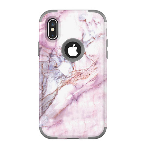 Funda Bumper Silicona y Plastico Carcasa Frontal y Trasera 360 Grados U01 para Apple iPhone Xs Max Gris