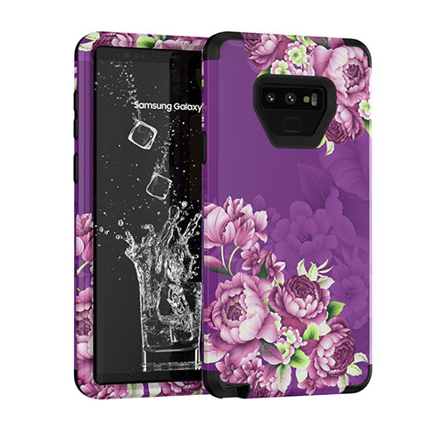 Funda Bumper Silicona y Plastico Carcasa Frontal y Trasera 360 Grados U01 para Samsung Galaxy Note 9 Morado