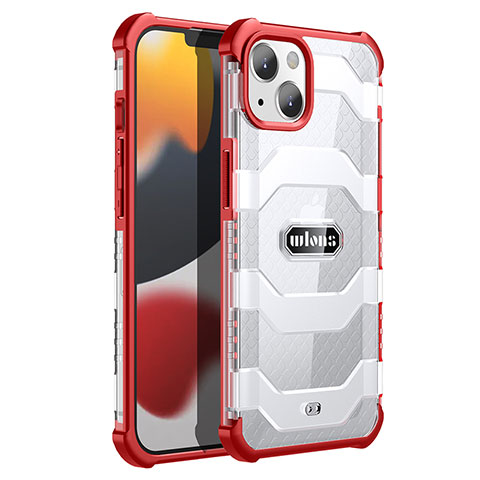 Funda Bumper Silicona y Plastico Carcasa Frontal y Trasera 360 Grados U02 para Apple iPhone 13 Mini Rojo