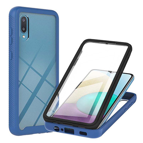 Funda Bumper Silicona y Plastico Carcasa Frontal y Trasera 360 Grados U02 para Samsung Galaxy A02 Azul