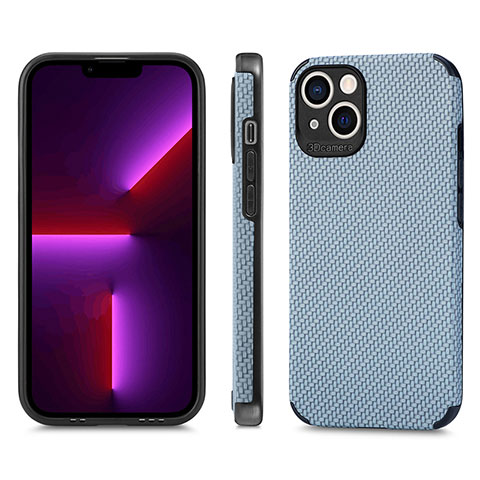 Funda Bumper Silicona y Plastico Carcasa Frontal y Trasera 360 Grados U04 para Apple iPhone 14 Azul