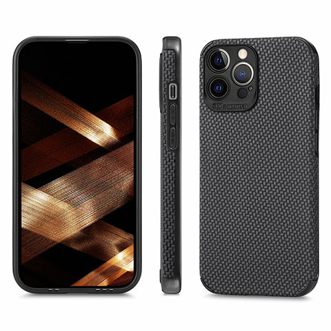 Funda Bumper Silicona y Plastico Carcasa Frontal y Trasera 360 Grados U04 para Apple iPhone 14 Pro Max Negro