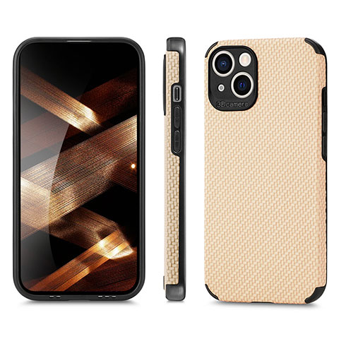 Funda Bumper Silicona y Plastico Carcasa Frontal y Trasera 360 Grados U04 para Apple iPhone 15 Oro