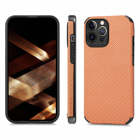 Funda Bumper Silicona y Plastico Carcasa Frontal y Trasera 360 Grados U04 para Apple iPhone 15 Pro Max Naranja