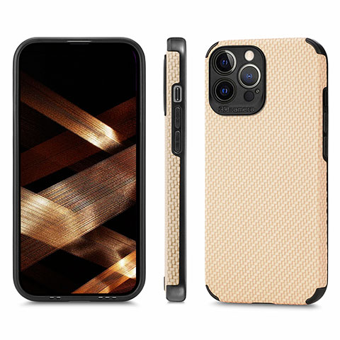 Funda Bumper Silicona y Plastico Carcasa Frontal y Trasera 360 Grados U04 para Apple iPhone 15 Pro Max Oro