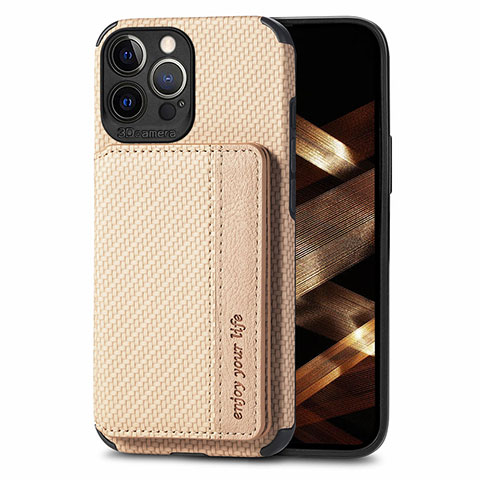 Funda Bumper Silicona y Plastico Carcasa Frontal y Trasera 360 Grados U05 para Apple iPhone 14 Pro Max Oro