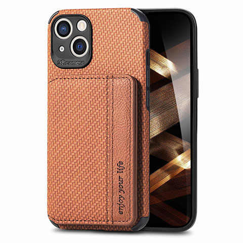 Funda Bumper Silicona y Plastico Carcasa Frontal y Trasera 360 Grados U05 para Apple iPhone 15 Marron