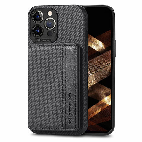 Funda Bumper Silicona y Plastico Carcasa Frontal y Trasera 360 Grados U05 para Apple iPhone 15 Pro Max Negro