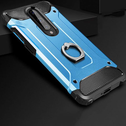 Funda Bumper Silicona y Plastico Mate Carcasa con Anillo de dedo Soporte para OnePlus 8 Azul