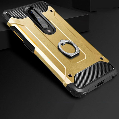 Funda Bumper Silicona y Plastico Mate Carcasa con Anillo de dedo Soporte para OnePlus 8 Oro