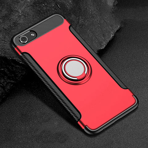 Funda Bumper Silicona y Plastico Mate Carcasa con Anillo de dedo Soporte para Oppo A3 Rojo