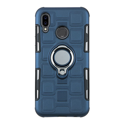 Funda Bumper Silicona y Plastico Mate Carcasa con Anillo de dedo Soporte S01 para Huawei Nova 3e Cian