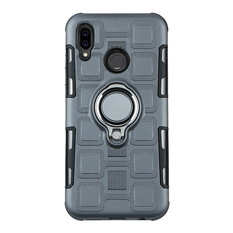 Funda Bumper Silicona y Plastico Mate Carcasa con Anillo de dedo Soporte S01 para Huawei P20 Lite Gris