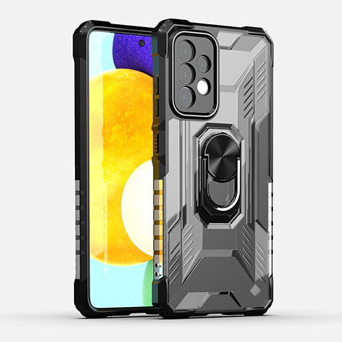 Funda Bumper Silicona y Plastico Mate Carcasa con Magnetico Anillo de dedo Soporte J01S para Samsung Galaxy A52 4G Negro