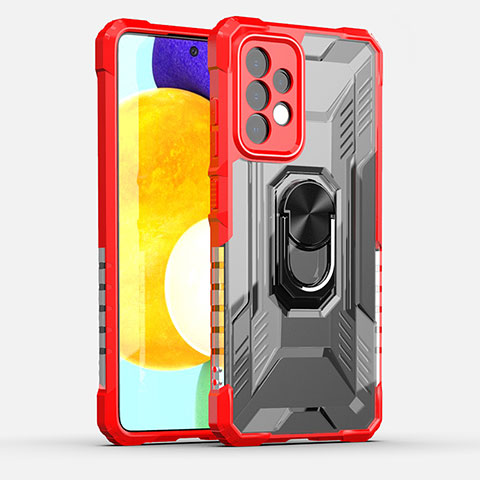 Funda Bumper Silicona y Plastico Mate Carcasa con Magnetico Anillo de dedo Soporte J01S para Samsung Galaxy A52s 5G Rojo