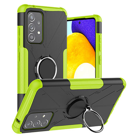 Funda Bumper Silicona y Plastico Mate Carcasa con Magnetico Anillo de dedo Soporte J01X para Samsung Galaxy A52 4G Verde