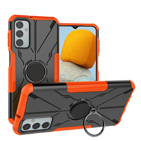 Funda Bumper Silicona y Plastico Mate Carcasa con Magnetico Anillo de dedo Soporte J01X para Samsung Galaxy F23 5G Naranja