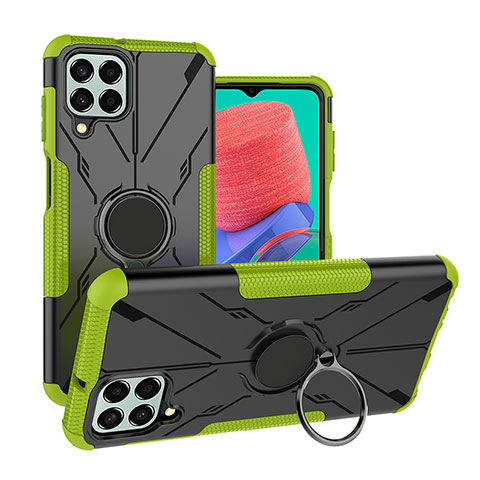 Funda Bumper Silicona y Plastico Mate Carcasa con Magnetico Anillo de dedo Soporte J01X para Samsung Galaxy M33 5G Verde