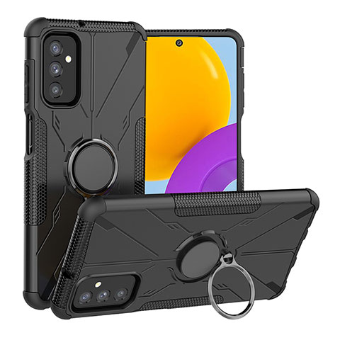 Funda Bumper Silicona y Plastico Mate Carcasa con Magnetico Anillo de dedo Soporte J01X para Samsung Galaxy M52 5G Negro