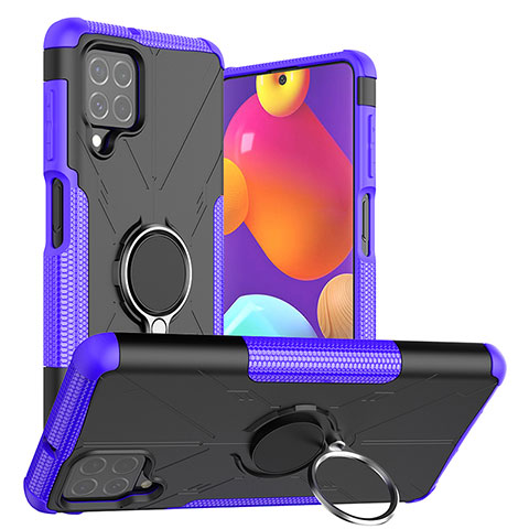 Funda Bumper Silicona y Plastico Mate Carcasa con Magnetico Anillo de dedo Soporte J01X para Samsung Galaxy M62 4G Morado