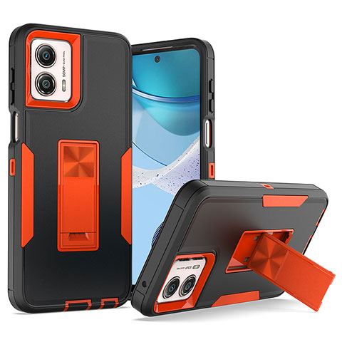 Funda Bumper Silicona y Plastico Mate Carcasa con Magnetico Anillo de dedo Soporte J03S para Motorola Moto G 5G (2023) Naranja