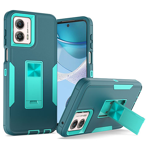 Funda Bumper Silicona y Plastico Mate Carcasa con Magnetico Anillo de dedo Soporte J03S para Motorola Moto G 5G (2023) Verde