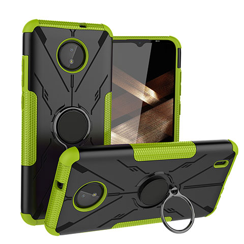 Funda Bumper Silicona y Plastico Mate Carcasa con Magnetico Anillo de dedo Soporte JX1 para Nokia C10 Verde