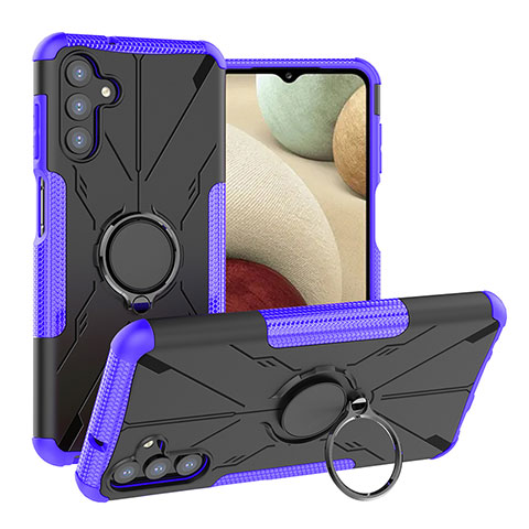 Funda Bumper Silicona y Plastico Mate Carcasa con Magnetico Anillo de dedo Soporte JX1 para Samsung Galaxy A04s Morado