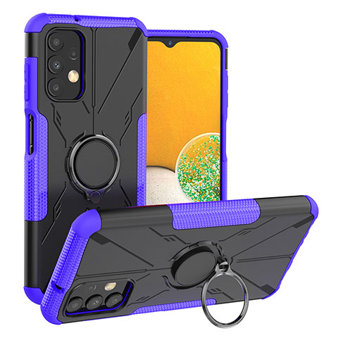 Funda Bumper Silicona y Plastico Mate Carcasa con Magnetico Anillo de dedo Soporte JX1 para Samsung Galaxy A13 4G Morado