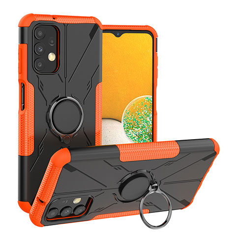 Funda Bumper Silicona y Plastico Mate Carcasa con Magnetico Anillo de dedo Soporte JX1 para Samsung Galaxy A13 4G Naranja