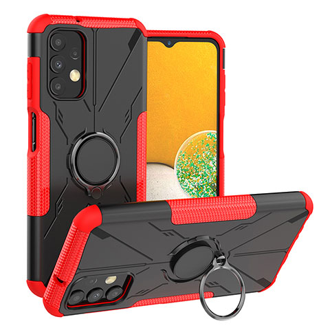 Funda Bumper Silicona y Plastico Mate Carcasa con Magnetico Anillo de dedo Soporte JX1 para Samsung Galaxy A13 4G Rojo