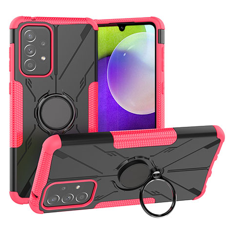 Funda Bumper Silicona y Plastico Mate Carcasa con Magnetico Anillo de dedo Soporte JX1 para Samsung Galaxy A33 5G Rosa Roja