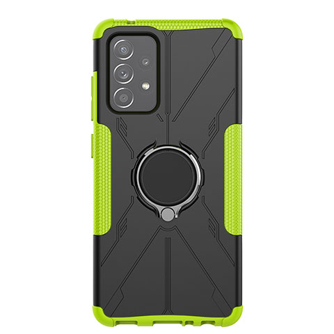 Funda Bumper Silicona y Plastico Mate Carcasa con Magnetico Anillo de dedo Soporte JX1 para Samsung Galaxy A52 4G Verde