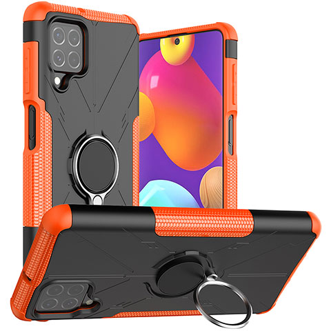 Funda Bumper Silicona y Plastico Mate Carcasa con Magnetico Anillo de dedo Soporte JX1 para Samsung Galaxy M62 4G Naranja