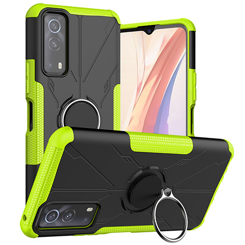 Funda Bumper Silicona y Plastico Mate Carcasa con Magnetico Anillo de dedo Soporte JX1 para Vivo Y52 5G Verde