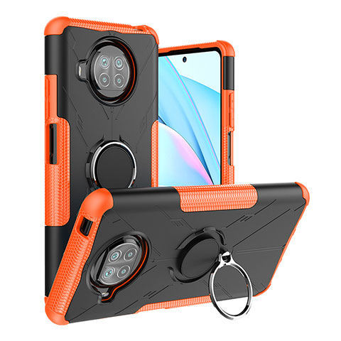 Funda Bumper Silicona y Plastico Mate Carcasa con Magnetico Anillo de dedo Soporte JX1 para Xiaomi Mi 10i 5G Naranja