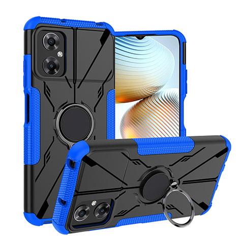 Funda Bumper Silicona y Plastico Mate Carcasa con Magnetico Anillo de dedo Soporte JX1 para Xiaomi Poco M4 5G Azul